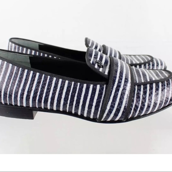 TORY BURCH EVETTE STRIPED LOAFERS US WMNS 8 - Picture 1 of 7